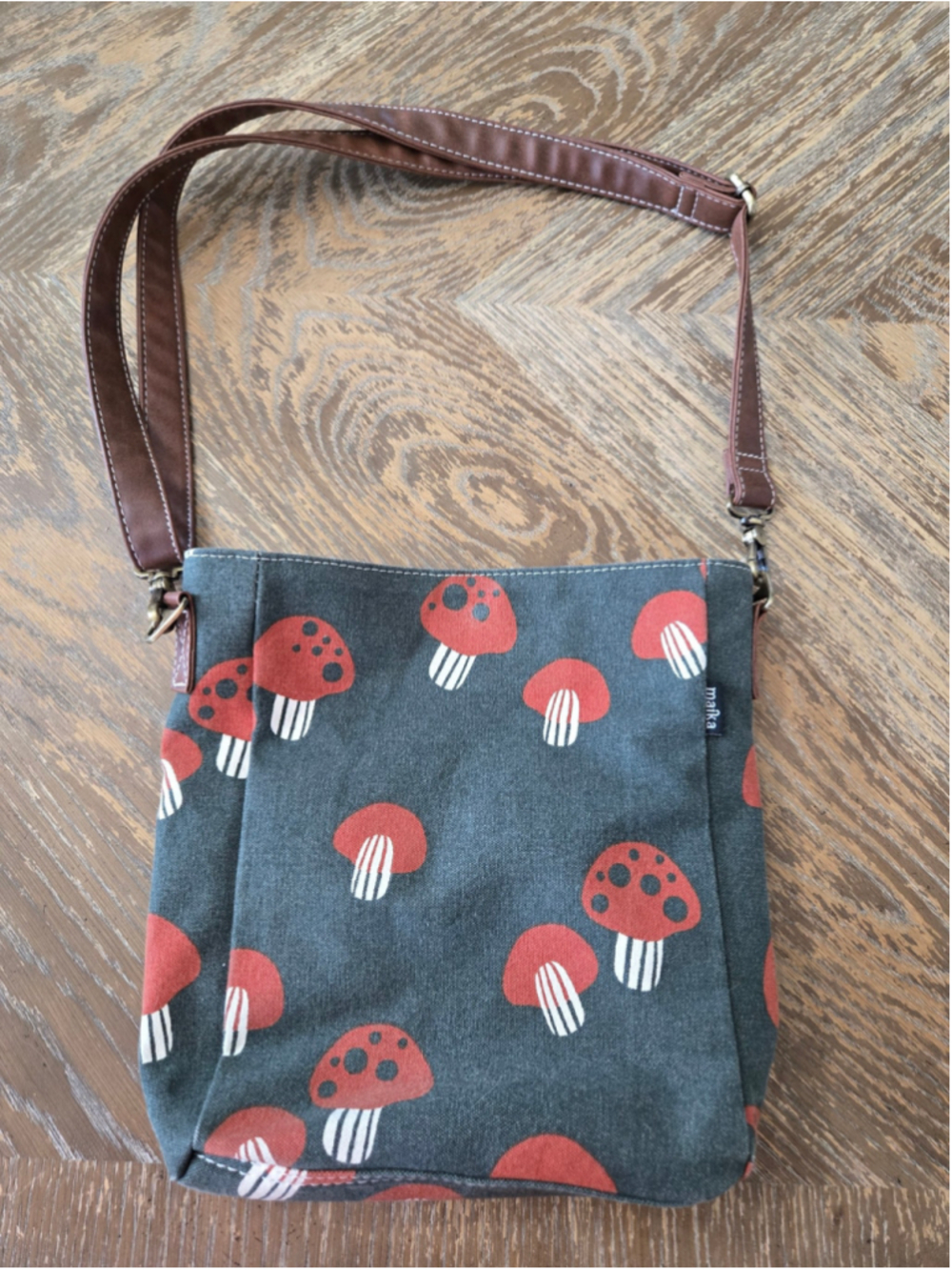 MAIKA Mendocino Mushroom Canvas Commuter Tote Crossbody Shoulder Bag Purse